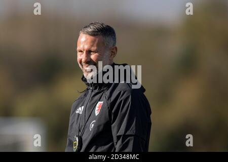 Hensol, Wales, UK. 7th Oct, 2020. Team manager Ryan Giggs during Wales national football team training ahead of matches against England, Republic of Ireland and Bulgaria. Wales are without key players Gareth Bale and Aaron Ramsey for the matches. Credit: Mark Hawkins/Alamy Live News Stock Photo