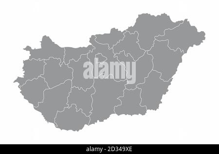 Hungary counties map Stock Vector