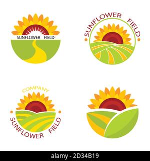 Colorful Sunflower vector icons on white background Stock Vector