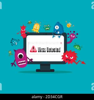 Computer virus internet security attack, vector illustration Stock Vector