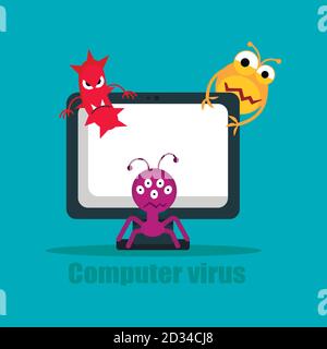 Computer virus internet security attack, vector illustration Stock Vector