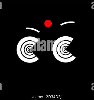 Letter C with eye emotion Stock Vector