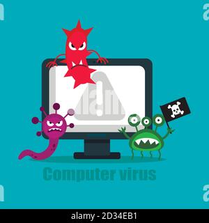A virus that destroys a computer. Vector illustration Stock Vector