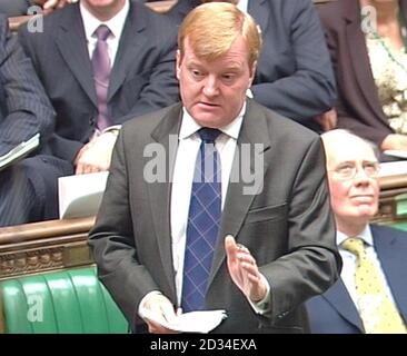 Charles Kennedy, Leader of the Liberal Democrats Party, during the weekly Prime Minister's Question Time in the House of Commons, London, Wednesday October 12 2005. PRESS ASSOCIATION Photo. Photo credit should read: PA Stock Photo