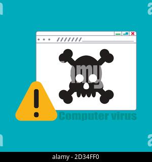 Critical error warning. File with a skull. Vector illustration Stock Vector