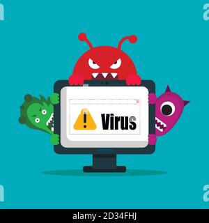 Computer virus internet security attack, vector illustration Stock Vector