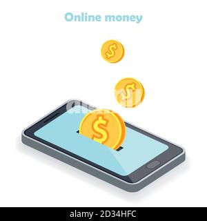 Mock-up design website flat design concept digital marketing. digital money analyze with graph chart. Vector illustration Stock Vector