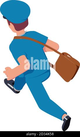 Running mailman icon. Isometric of running mailman vector icon for web design isolated on white background Stock Vector