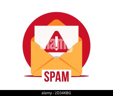 SPAM email vector icon. Advertising, phishing, distribution of malware through spam messages. Spam email message distribution, malware spreading virus Stock Vector