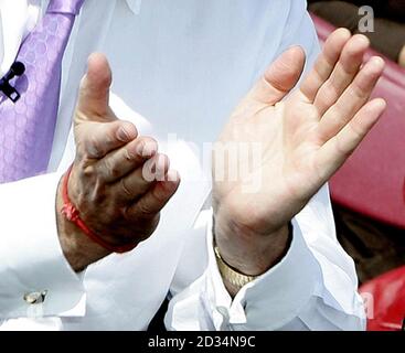 Britain's Prime Minister Tony Blair's wristband during a visit to Tooting and Mitcham Football Club, south London, where they addressed Labour supporters and members of the Local Community. Stock Photo