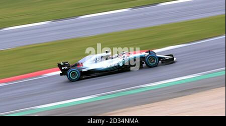 Lewis Hamilton in the new Mercedes W09 EQ Power+ during the Mercedes-AMG F1 2018 car launch at Silverstone, Towcester. Stock Photo