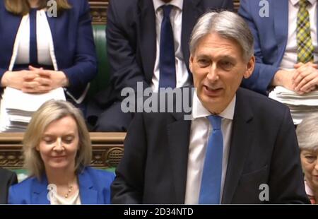Chancellor of the Exchequer Philip Hammond delivers his first spring statement in the House of Commons, London, against a slew of positive economic indicators. Stock Photo