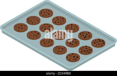 Bakery factory chocolate cookie icon. Isometric of bakery factory chocolate cookie vector icon for web design isolated on white background Stock Vector
