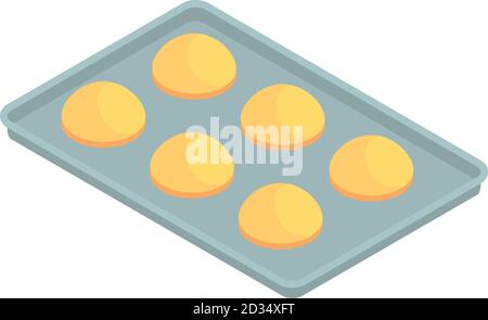 Bakery factory bread tray icon. Isometric of bakery factory bread tray vector icon for web design isolated on white background Stock Vector