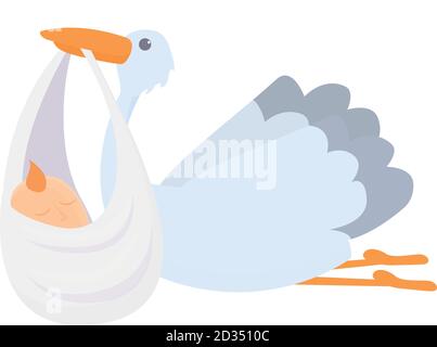 Family baby stork icon. Cartoon of family baby stork vector icon for web design isolated on white background Stock Vector