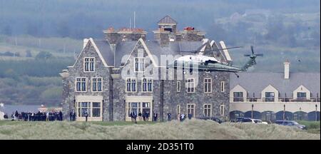 Marine One comes in to land as US President Donald Trump returns to Doonbeg Golf resort in County Clare after attending the D-Day 75th anniversary events in Normandy. Stock Photo