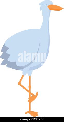 Sleeping stork icon. Cartoon of sleeping stork vector icon for web design isolated on white background Stock Vector