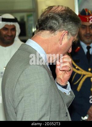 Prince Charles visits the British Council Climate Change Exhibition at the British School Al Khubairat, Abu Dhabi. Stock Photo