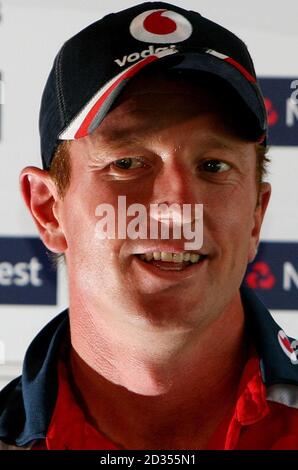 England's Paul Collingwood during a press conference to announce the new captain of the England One Day cricket team at Chester Le Street, Durham. Stock Photo