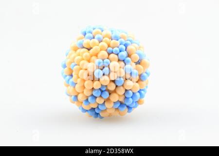 molecule model (blue and yellow) isolated on the white background Stock Photo