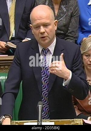 Shadow Foreign Secretary William Hague during Prime Minister's Questions in the House of Commons, London.