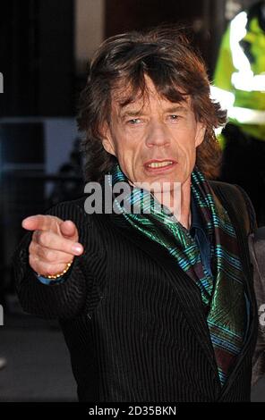Mick Jagger of The Rolling Stones arrives for the UK Film Premiere of Shine a Light at the Odeon West End Cinema, Leicester Square, London. Stock Photo