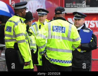 British policemen at Kings Cross Station, London, including a POLSA ...