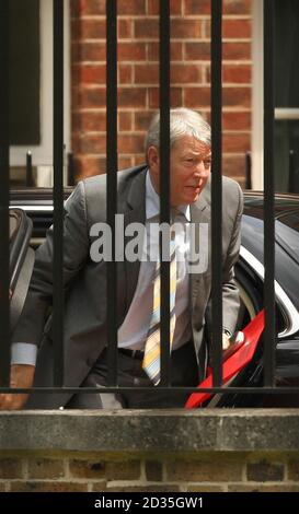 Home Secretary Alan Johnson arrives at the rear entrance of Downing Street, Westminster, London. Stock Photo