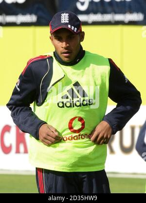 England's Adil Rashid during the nets session at Old Trafford Cricket Ground, Manchester. Stock Photo