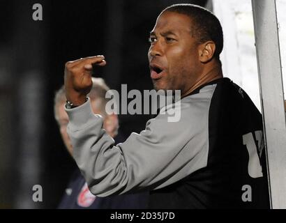 Tranmere Rovers manager John Barnes during the Coca-Cola League One match at Adams Park, Wycombe. Stock Photo