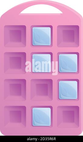 Pink ice cube tray icon. Cartoon of pink ice cube tray vector icon for web design isolated on white background Stock Vector
