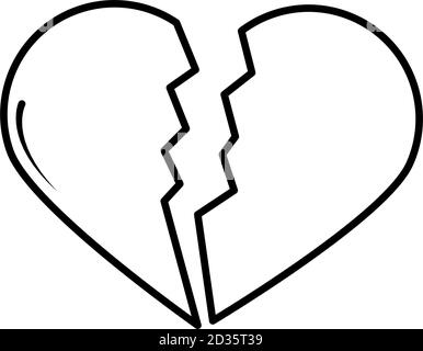 broken heart pop art comic cartoon vector illustration in black and ...