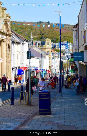 A street view along Great Darkgate Street in the town centre. Home to a number of banks, building societies and other shops. Stock Photo