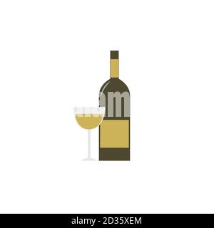 White wine bottle Stock Vector