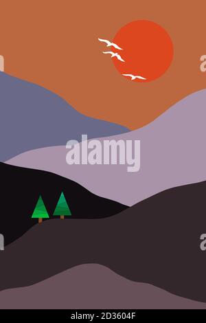 CONTEMPORARY DESIGN: Alpine Sunrise Stock Photo