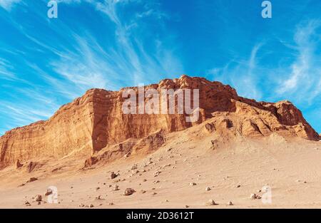 The amphitheater rock formation, Moon Valley, Atacama Desert, Chile. Stock Photo