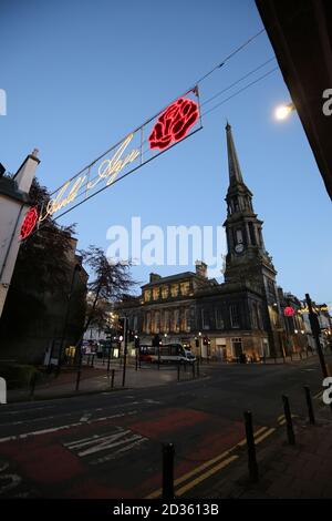 Ayr, Ayrshire, Scotland, UK. Christmas Lights and decorations Stock ...