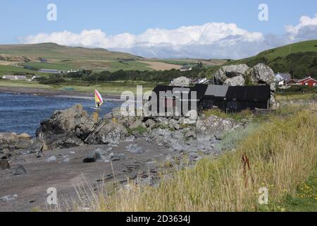 Lendalfoot,Ayrshire, Scotland , 08 August 2019 Solo Windsurfer in the bay near Lendalfoot Stock Photo