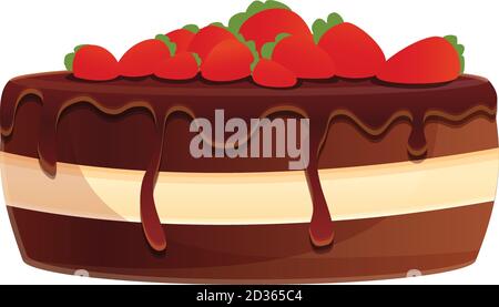 Strawberry tiramisu cake icon. Cartoon of strawberry tiramisu cake vector icon for web design isolated on white background Stock Vector
