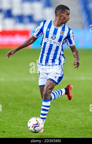 Alexander Isak of Real Sociedad during the La Liga match between Real Sociedad and Valencia CF played at Reale Arena Stadium on September 29, 2020 in San Sebastian, Spain. (Photo by Ion Alcoba/PRESSINPHOTO) Credit: Pro Shots/Alamy Live News Stock Photo
