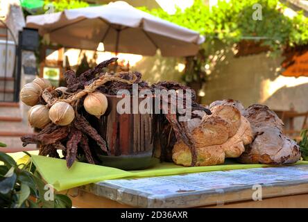 bread and peppers on your table, italian food Stock Photo