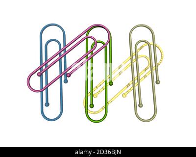 colorful metallic paper clips for stapling Stock Photo