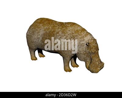 thick-skinned overweight hippo on land Stock Photo