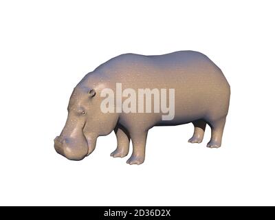 thick-skinned overweight hippo on land Stock Photo