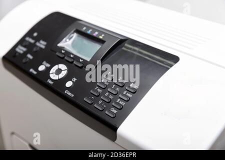 Close up of printer or photocopier control panel, selective focus Stock Photo