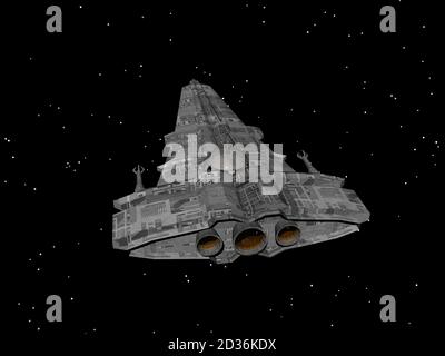 Alien spaceships in space Stock Photo