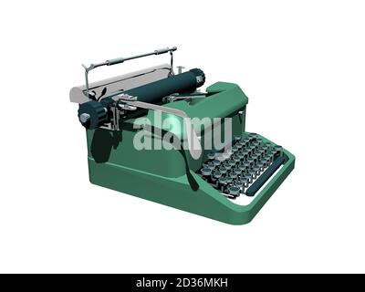 old fashioned green typewriter for letters Stock Photo