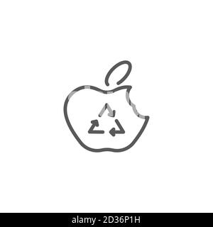 Organic food waste recycling vector icon symbol isolated on white background Stock Vector