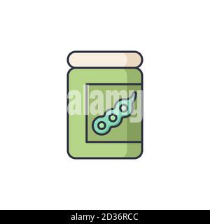 Peas jar vector icon symbol isolated on white background Stock Vector