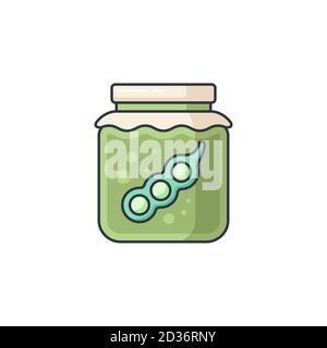 Peas jar vector icon symbol isolated on white background Stock Vector